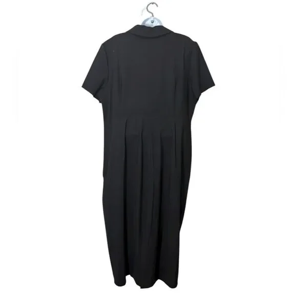 black plus size black tie dress Jennifer Lace Midi Dress in Black
